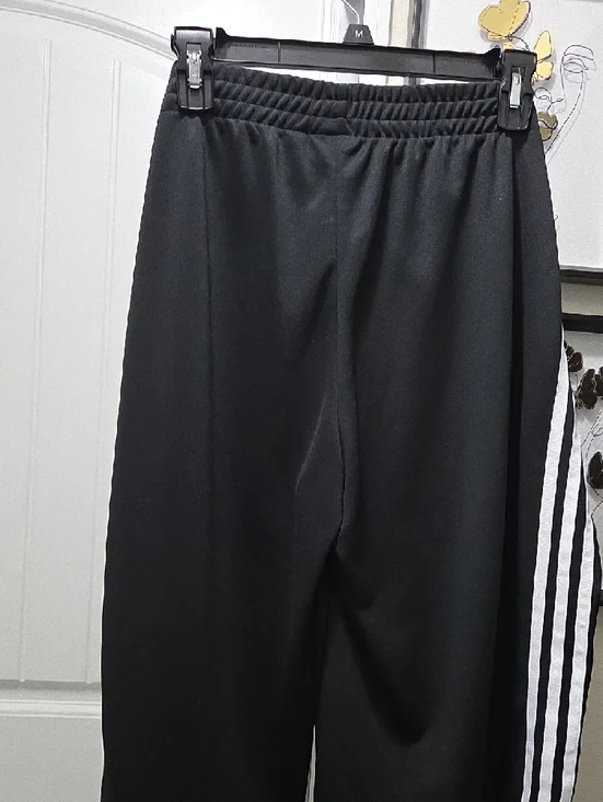 adidas Black Wide-Leg Culotte Track Wrap Around Shorts White Stripes - Picture 5 of 6